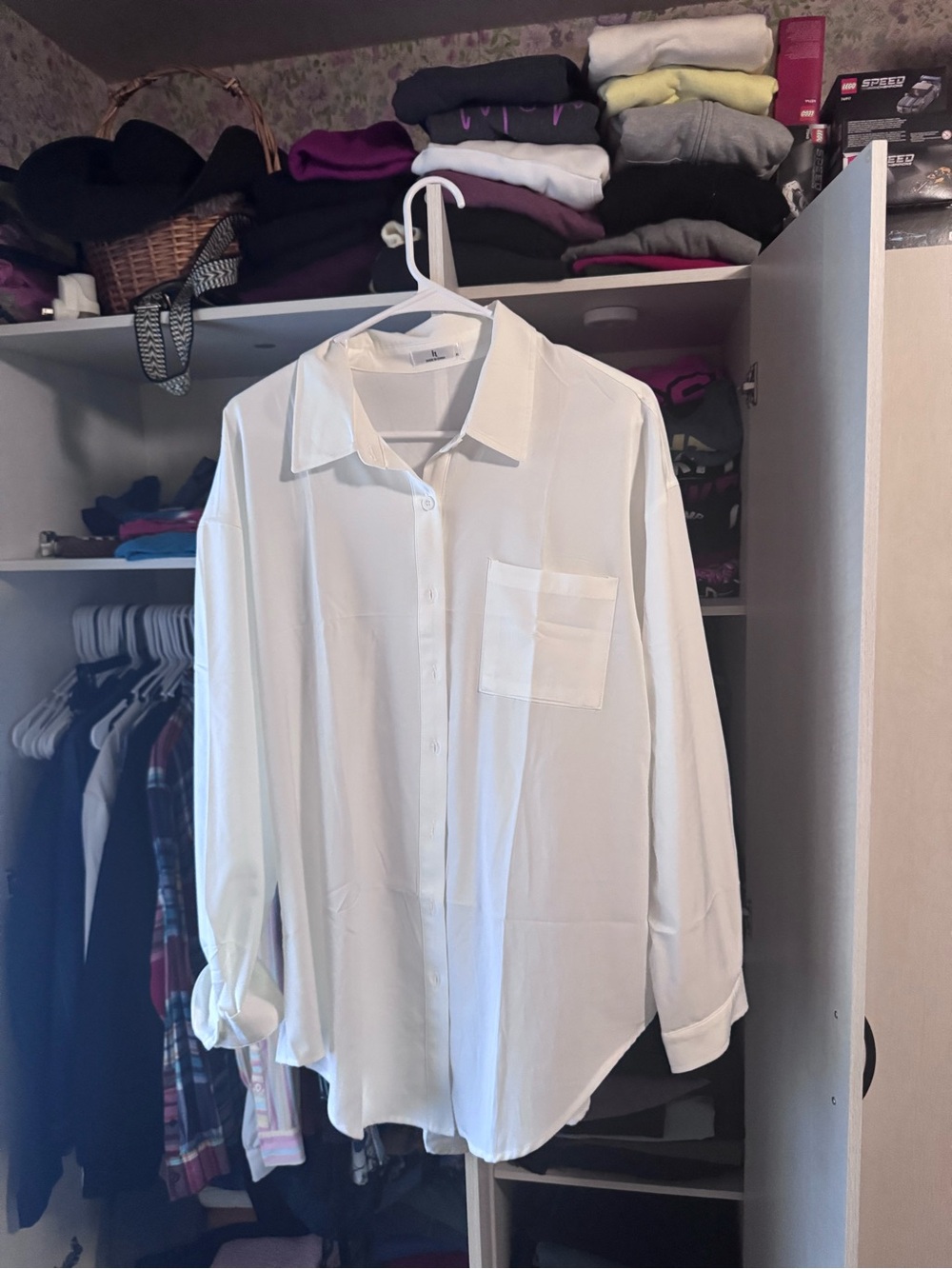 Amazon White Women's Button-Down Shirt with Chest Pocket